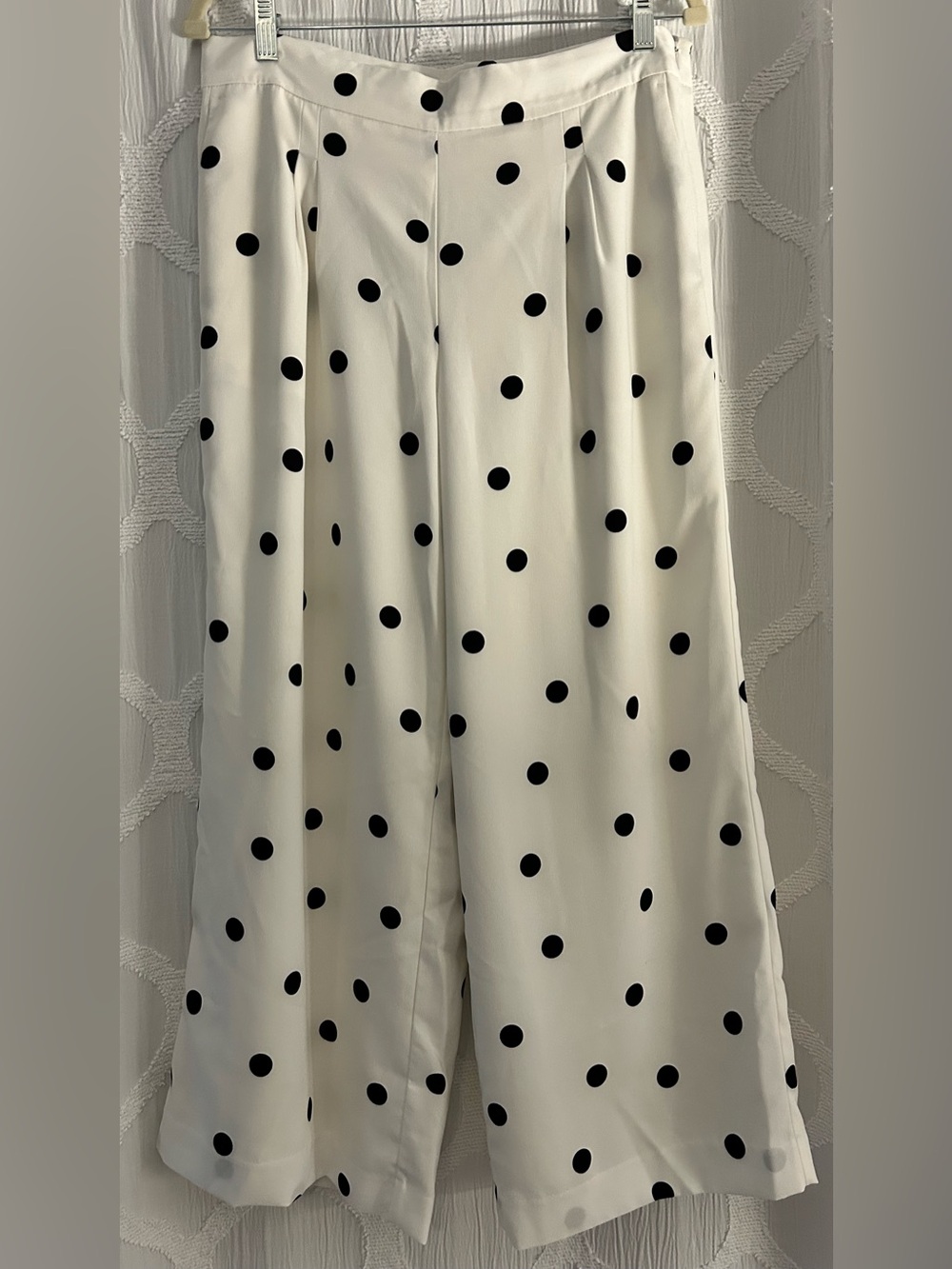 Ann Taylor Polka Dot Wide-Leg Pants Black and White Size 8